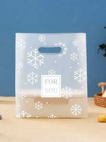 50 个/包雪花印花礼品袋 - 20*30 厘米（7.87*11.81 英寸）PE 塑料手提袋，透明圣诞礼品包装袋，适用于婚礼、母亲节、毕业典礼、情人节派对 - 雪花 - 查看 1