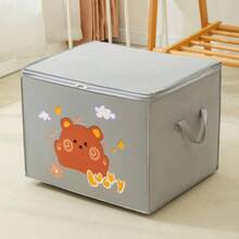 1pc Cartoon Element Large Capacity Storage Box, Multi-Functional With Lid, Dustproof Waterproof Foldable Storage, Cute Cartoon Animal Pattern Design For Home Clothing, Underwear, Quilt, And Miscellaneous Storage, Best Gift For Girls