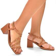 Women's Thick Heel Sandal Square Block Casual Classic Comfortable - 駝色 - 查看 1