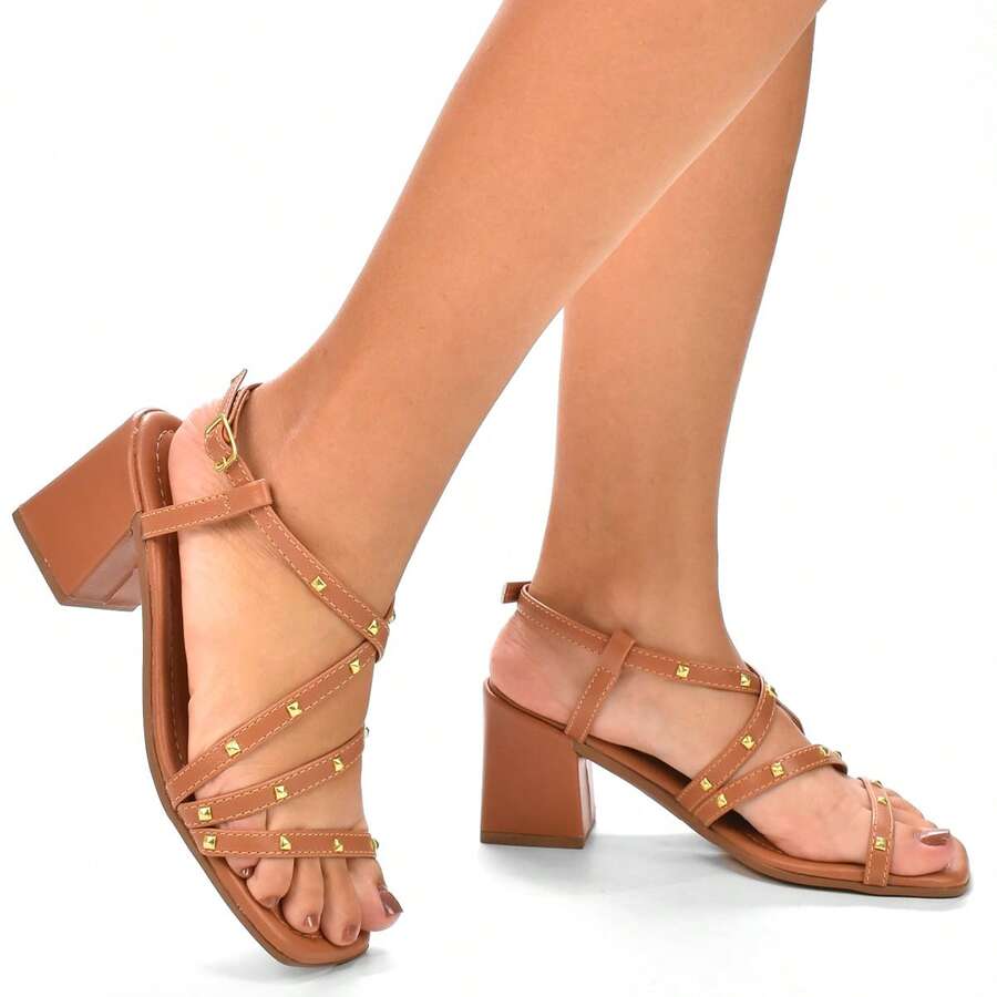 Women's Thick Heel Sandal Square Block Casual Classic Comfortable - 駝色 - 查看 1