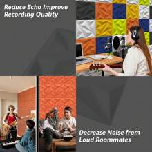 Art3dwallpanels Acoustic Panels 20 Pack Soundproof Wall Panels Acoustic Foam Sound Dampening, 3D Sound Absorbing, 12" X 12", Black