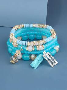 1 Conjunto Pulseira de Contas de Cristal, 4 Peças de Contas Arranjadas Aleatoriamente
