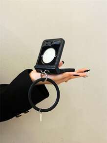 Luxury Black Heart Wave Phone Case With Ring Bracelet Compatible With Samsung Galaxy Z Flip 5 6 Z Flip6 ZFlip 5 Zflip6 Zflip7 Shockproof Back Cover