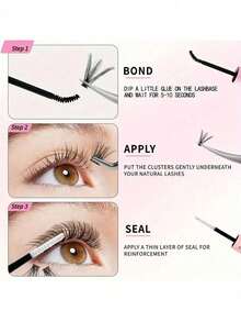 200 PCS D Curl DIY Lashes Extension Kit Lash Bond And Seal Remover Eyelashes Clusters Makeup Tools For Gluing Lashes Gluing Glue - Black - View 3