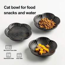 1pc Ceramic Pet Bowl, Cat Food Bowl Dog Food Bowl, Black & White Minimalist Pet Feeding & Drinking Bowl, Shallow Pet Bowl For Cats & Dogs, Safe Underglaze Craftsmanship - Multicolor - View 7