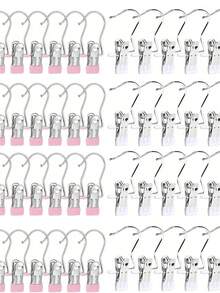 10/30/40 Pieces Of Stainless Steel Clothes Clip, Simple Stainless Steel Hook Clip,Stainless Steel Clips,Back To School Must Haves,Laundry Pegs With Hooks,(Coat) Hanger,Interior ,Portable Hanging Clothes Clip, Wardrobe Storage Racks, Clothes Hangers Easter Decorations, Mother's Day Clothing Spring Decorations, Holiday Decorations,Hanger Dress Pants Shoes Jeans Boots Skirt - 彩色 - 查看 13
