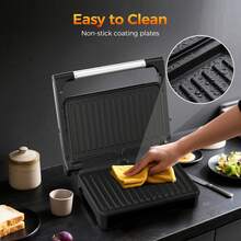 YASHE OSTBA Sandwich Maker, 1500 W Panini Grill, XXL Non-Stick Plates, Automatic Temperature Control, Indicator Lights, for 2 Slices