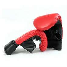 1 Pair Boxing Gloves Adults Women Men Boxing Sanda Gloves Unisex Boxing Training Exercise Leather Gloves Sports Protection Mitts - Black - View 7