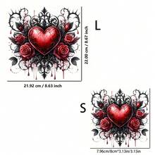 1pc/2pcs/3pcs Halloween Rose Flower & Heart DIY Heat Transfer Stickers, Suitable For T-Shirts, Pants, Pillows, High-Quality Washable And Durable Heat Press Decals, No Cutting Required Pre-Cut Design, High Adhesiveness No White Edges, Cartoon Halloween Themed Patterns