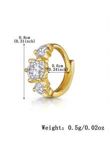 1pc Minimalist Tiny Geometric Lab-Created Zirconia 925 Sterling Silver Earring – For Girls' Daily & Party Cartilage Wear | Ideal Birthday Gift For Girls, Sisters & Friends