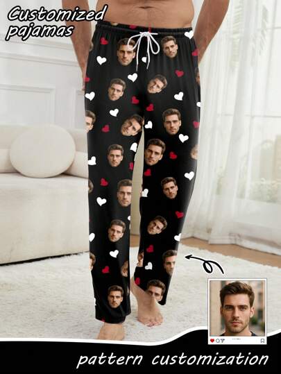 Customized Men's Pajama Pants, Heart Pattern Loungewear, Comfortable Sleepwear Gift, Fall,Colorful,Cute,Adorable,Contracted,Funny,Custom,Unique,Customized,Personalized,Ideal Gifts For Him,Ideal Gifts For Her,Boyfriend,Girlfriend,Family,Friends,Her,Colorful,Cute,Adorable,Contracted,Funny,Custom,Unique,Customized,Personalized,Ideal Gifts For Him,Ideal Gifts For Her,Boyfriend,Girlfriend,Family,Friends,Her, Winter