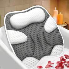 Bath Pillow Tub Ergonomic Shape Design Bath Pillow And Neck Support SPA Bathtub Pillow 4D-Mesh With Suction Cups Washable Gray Halloween Christmas New Year - 21″*19″ Bear Shape - View 7