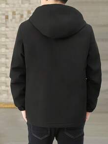 1 件男士保暖内衬夹克，秋冬季休闲连帽外套