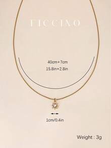 FICCINO 迷你心形镀金立方氧化锆波西米亚风吊坠项链，钛钢镀金女士蛇形链项链，优雅锁骨链，日常百搭饰品，朋友/周年纪念/节日礼物，附赠礼盒 - 1569n - 查看 4