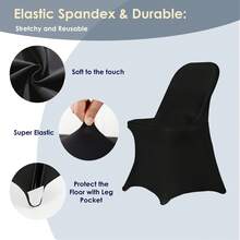 Craft And Party, 10/50pcs Black Spandex Folding Chair Covers, Stretch Spandex Banquet Chair Covers Washable Fitted Chair Slipcovers Protector For Party, Wedding, Holidays, Banquet - màu đen - Xem 5