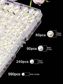 1 Box Of Fashionable Round Beads, 4/6/8/10mm ABS Imitation Pearls, DIY Handmade Production Kit Bracelet Pearl String Necklace Jewelry Production Process Decoration