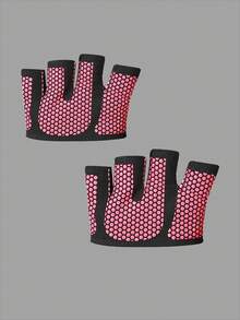 1 Pair New Fitness Sweat-Absorbent Breathable 4-Finger Gloves, Silicone Anti-Slip Half Finger Gloves Suitable For Men & Women, Weight Lifting, Dumbbell, Yoga, Sports & Gym Training Gym Accessories - Multicolor - View 24