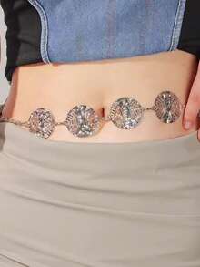 1 peça/2 peças Corrente de Cintura Feminina Personalizada Assimétrica com Placa de Metal, Disponível em 3 Tamanhos: 90cm/110cm/120cm, Decoração de Rua Vintage Adequada para Vestidos de Verão, Outono, Volta às Aulas, Inverno, Halloween, Natal, Decoração de Ano Novo, Presente - Borboleta - Visão 9