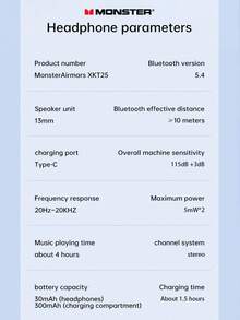 Monster XKT25 TWS Openair AI翻译耳机 AI智能100+语言运动耳机降噪耳塞 - 均碼 - 查看 13