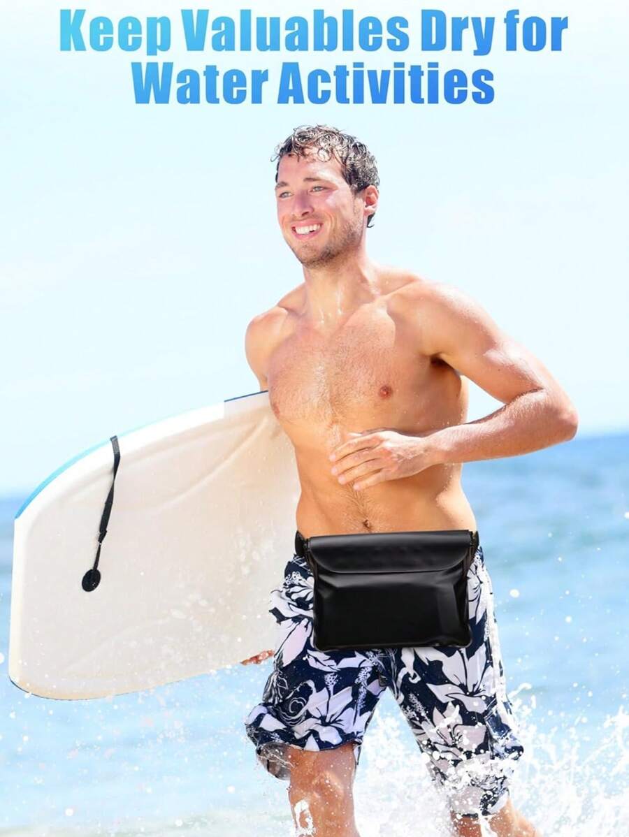 2 piezas Bolsa transparente para teléfono con correa ajustable para el hombro - Protección sellada para nadar, playa y kayak - A prueba de polvo y arena, adecuada para actividades acuáticas, imprescindible para la playa, diseño elegante y cierre de cremallera  (Negro)