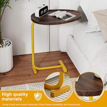 Small Coffee Table, Small Side End Table, Oval Desktop Tea Table, C-Shaped End Table, Bed Sofa Couch Coffee Dinner Table For Snack Drink TV Tray - Style a - View 5