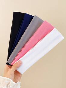 PRETTY KITTY 女士发带 5 件套 纯色简约复古运动瑜伽跑步吸汗透气高弹普拉提头带 时尚组合套装 发饰 时尚发带 秋冬配饰 度假穿搭 女士优雅围巾 女士头巾 柔软头巾 - 彩色 - 查看 2