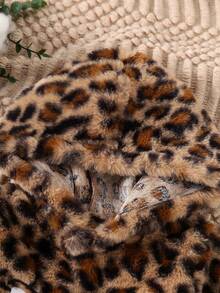 2 件套女婴豹纹连帽运动衫套装 + 裤子，时尚可爱婴儿服装套装 - 棕色 - 查看 4