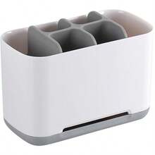 Home Toothbrush Bathroom Toothpaste Detachable Holder Desktop Storage Box With Drainage Bathroom Organizer Storage Rack - Grey - View 10