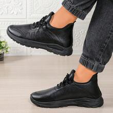 Tênis esportivo casual preto, adequado para cozinha, escritório, trabalho, macio e leve, para todas as estações - Preto - Ver 2