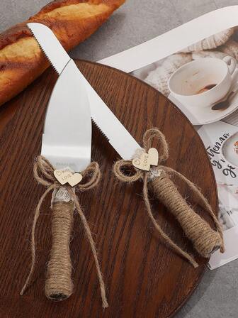 TRUE LOVE GIFT Juego de cuchillo y espátula, regalo de boda romántico, utensilios de comedor occidental para la felicidad de la novia y el novio, adecuado para bodas y compromisos