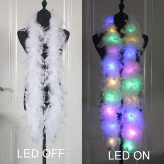1 pieza Boa de plumas con luz LED intermitente, suministros para fiestas para adultos, favores de fiesta de carnaval, cumpleaños, bodas, conciertos, fiestas bohemias, decoración del árbol de Navidad, decoración del hogar, Halloween