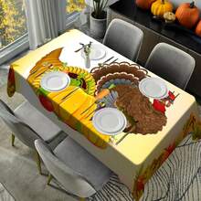 1/20 Stücke Herbst Thanksgiving Tischdecke, elegantes und schönes Muster mit Truthahn und verschiedenen Früchten und Gemüse, Herbst Tischdecke, Thanksgiving Atmosphäre Dekoration, geeignet für Innen- und Außenbereich, Zuhause Küche, Esszimmertisch Dekoration, Outdoor Picknick und Dinner Dekoration - Verschiedenfarbig - Übersicht 15