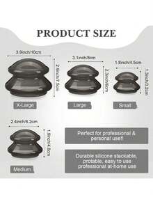 6/4/1 套装高品质硅胶美容拔罐器，采用符合人体曲线的杯体设计，有效缓解身体压力。这款硅胶吸脂按摩美容杯还具有减肥拔罐功能，健康便携，适合按摩和身体护理。 - 黑色 - 查看 4