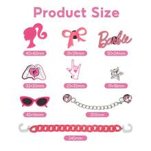 1pc MINISO Barbie Series Eyelet Accessories, Showcasing The Exquisite Charm Of Barbie Dolls, Available In Various Sizes And Shapes Such As Bows And Hearts, Suitable For Clothing Modification, Bag Decoration, And More - Pink - View 7