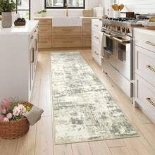 Modern Abstarct Area Rug Soft Low Pile Neutral Carpet Non-Slip Backing Non Shedding Throw Mat Stain Resistant Low Pile Indoor Carpet  Ultra Thin Hallway Runner For Kitchen Bedroom Laundry - Beige - View 5