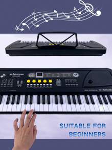 Teclado electrónico portátil de 61 teclas con micrófono y puerto USB - Instrumento musical digital con canciones incorporadas, grabación y reproducción, volumen ajustable - Ideal para principiantes, adolescentes y adultos