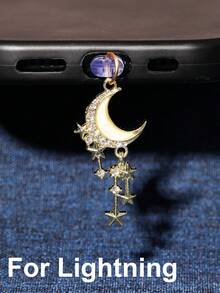 1/6pcs Set Rhinestone Moon Tassel Phone Dust Plug, Alloy Metal Pendant Accessories, High-End, Personalized, Fashionable, Elegant, Exquisite Romantic Y2K Style Pendant Decor - Multicolor - View 18