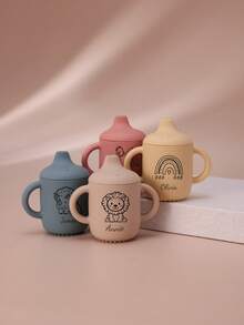 1PC Personalized Customization Name Pattern Silicone Baby Sippy Cup Print On Demand Baby Cups Custom Water Bottle Leakproof Baby Bottles Baby Tableware,Halloween Edit,Back To School Fashion,Christmas Gift - Multicolor - View 9