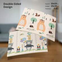 Extra Large 59x59 Inch Foldable Baby Play Mat With Travel Bag, Waterproof Reversible Foam Activity Mat For Tummy Time & Crawling,  Playpen Floor Mat For Infants Toddlers - Chinchilla - Xem 3