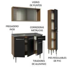 Cocina Integral Completa Modular Madesa Emilly 137cm Mn 07 - Marrón y negro - Ver 5