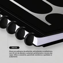 Caderno de Disco ISCOOL Capa Dura Monograma Minimal Perfil Letra W - Preto e Prata - Visão 9