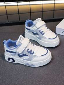 1 双粉色时尚休闲运动儿童鞋，轻便、柔软、舒适、方便的钩环闭合，多色拼接鞋面，精致的印花工艺，适合室内、户外、运动、度假装扮 - 藍色 - 查看 4