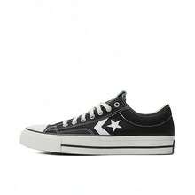 Converse Giày thể thao cổ thấp Star Player 76, chất liệu cotton canvas, da, họa tiết ngôi sao và hình chữ V, lưỡi giày có đệm, đệm OrthoLite, tông màu trung tính tự nhiên, phong cách thường ngày, mã sản phẩm A01607C. - đen - Xem 1