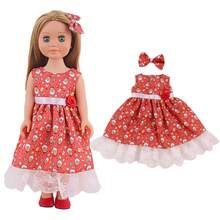 MSYO 18-Zoll American Girl Puppe Weihnachtsserie Kleiderset, inklusive Glockenärmel Weihnachtskleid, Weihnachts-Spitzenkleid, Haarclip, Schal, Puppenoutfit mit Winterweihnachtsblumen, ohne Puppe und Schuhe, tolles Geschenk zu Geburtstag, Feiertagen, Halloween für kleine Mädchen oder Freundinnen