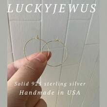 Versatile Hoop Earrings925 Sterling Silver Thin Gold Hoop Earrings14K Gold Plated Simple Everyday Earrings Medium Hoop Earrings For Womenfor Women - Vàng-30mm - Xem 4