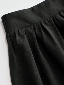 1 chiếc áo kiểu dáng thanh lịch, thường ngày, chất liệu polyester, màu trơn, thích hợp cho hẹn hò, mặc hàng ngày, công sở, chụp ảnh, mùa xuân/hè. Màu đen. - màu đen - Xem 2