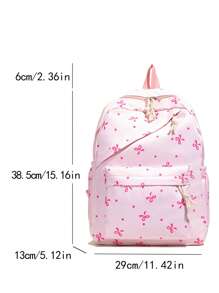 1个可爱学院风双肩包，蝴蝶结设计，带笔记本电脑隔层和可调节肩带，休闲轻便旅行包，适合女孩/青少年/学生/毕业生，是日常使用、外出、旅行、上学和返校的理想之选。 - 粉色 - 查看 2