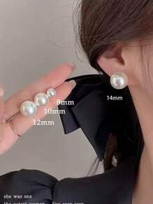 1 对时尚百搭松饼珍珠耳钉，优雅别致的女士耳环