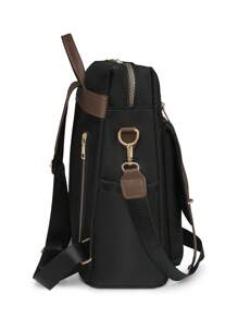 Zaino in nylon da donna con design, zaino a patta minimalista quadrato, grande capacità, stile college, adatto per shopping, portafoglio, giovani donne, studenti universitari, principianti, colletti bianchi. Ideale per ufficio, università, lavoro, affari, pendolarismo, attività all'aperto, viaggi e picnic