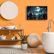 Framed 1pc Vintage Gothic Halloween Canvas Wall Art Spooky Deserted Tomb Scene With Full Moon Bats And Jack-O'-Lanterns Eerie Artwork Painting,Canvas Poster Decorative Painting,Aesthetic Art Print Wall Decor,Wall Art Picture Print Home Decor For Livingroom,Bedroom,Study,Office,Corridor,Bar,Bathroom,Kitchen,Corridor Decoration - 框架 - 查看 5